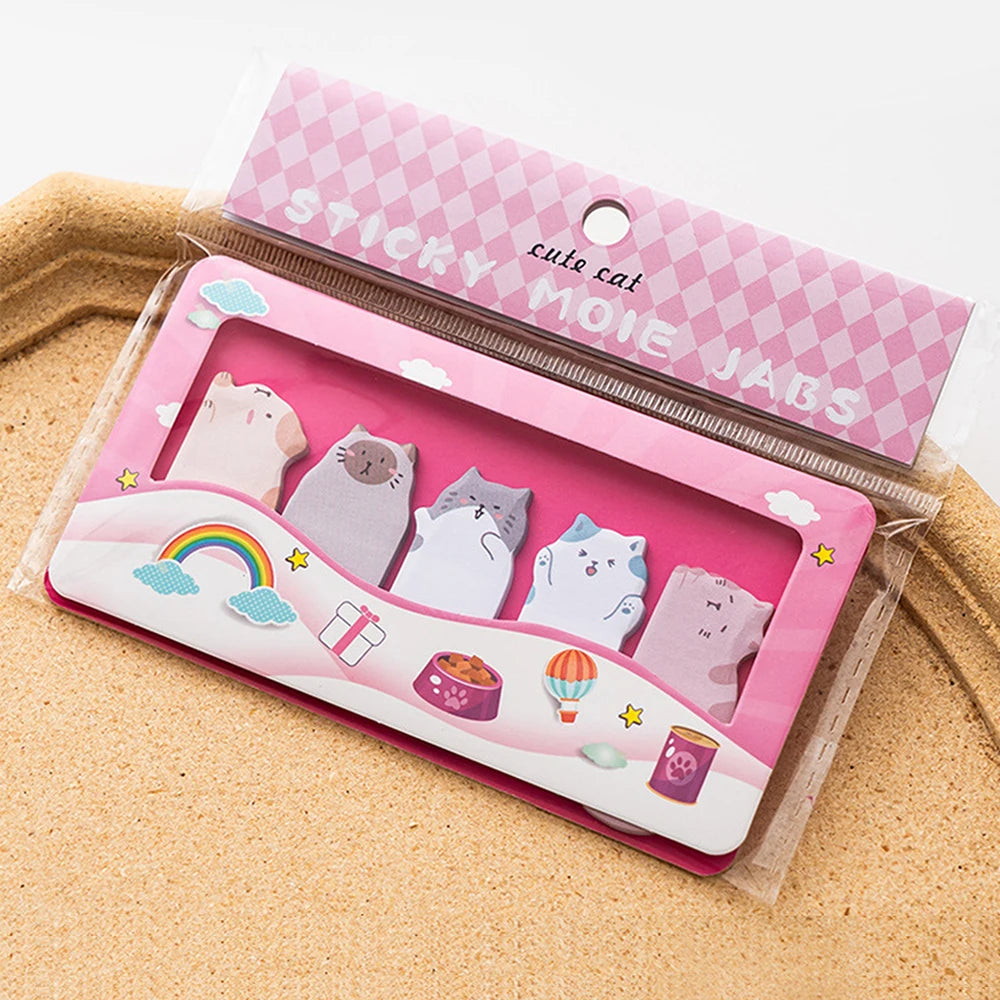 150 Sheets/Pack Cartoon Animals Sticky Notes Capybara Panda Cat Notepaper Memo Clips Decorative Paper Bookmarks Office School