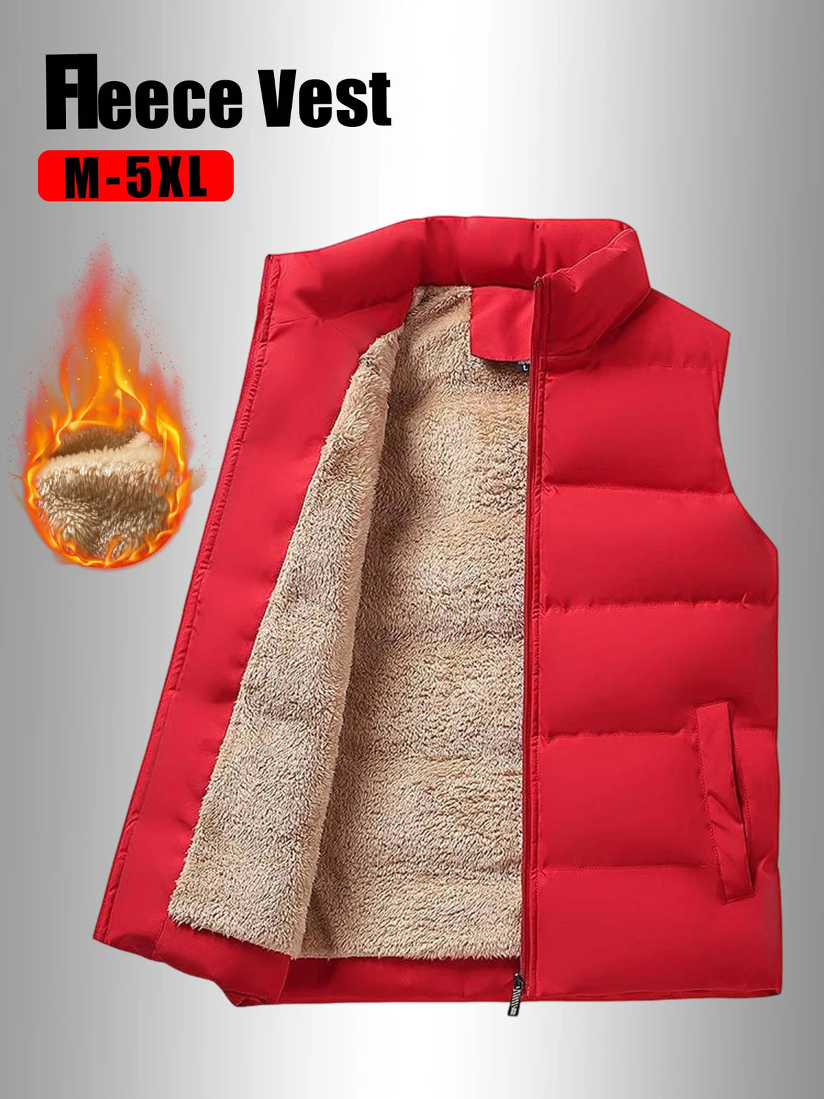 Men's Sleeveless Puffer Vest - Solid Color Padded Winter Waistcoat - photo 5
