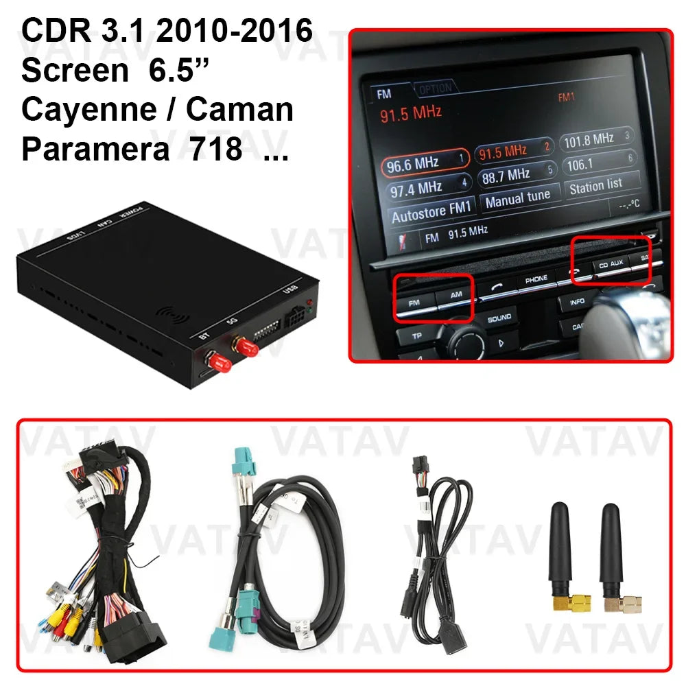 Screen Update wireless CarPlay AndroidAuto Retrofit Kit for Porsche 911 Cayenne 718 Panamera Macan with PCM 3.0 3.1 4.0 System