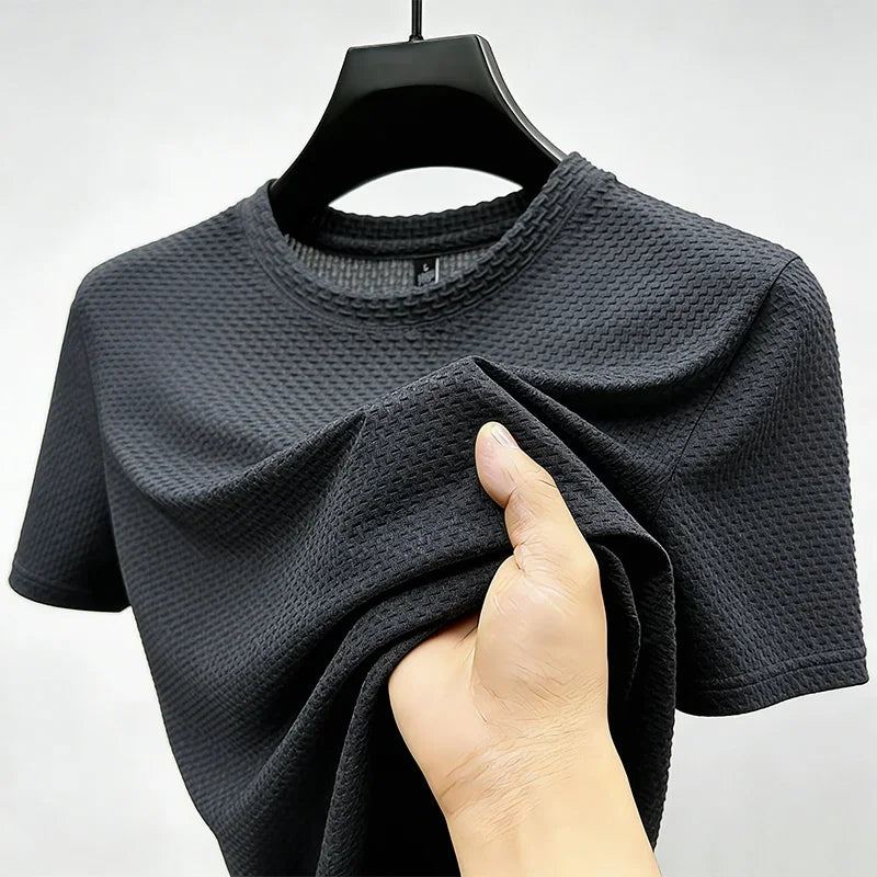 Men's Honeycomb Lattice Tee - Round Neck, Sweat-Wicking Lightweight