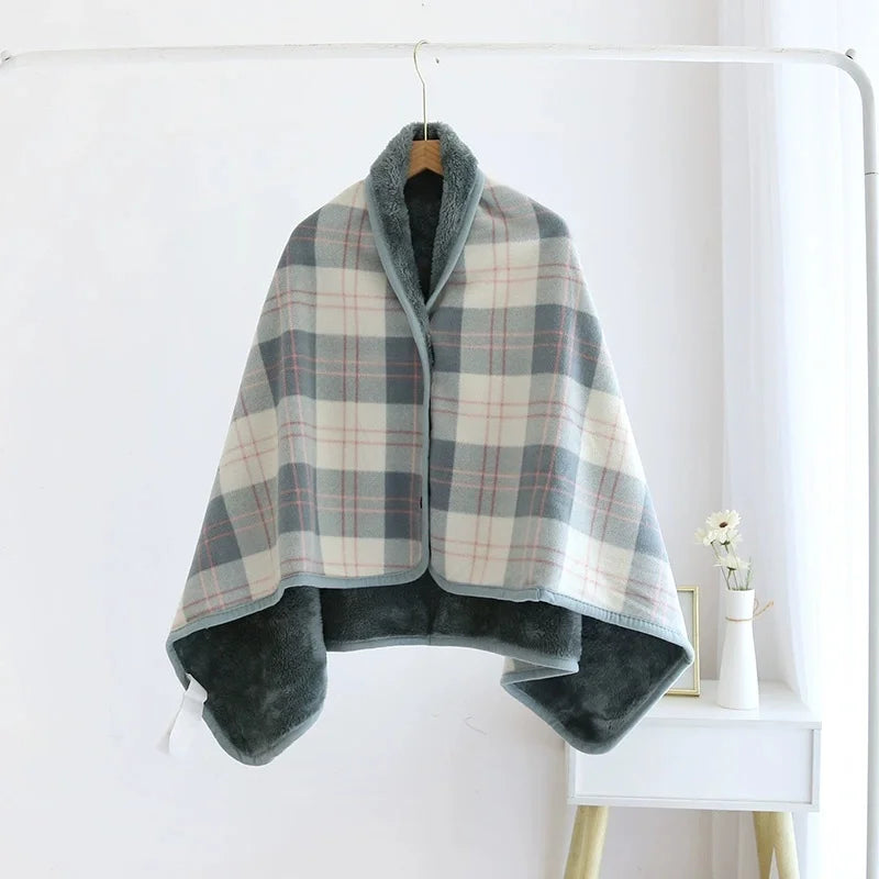 Plaid Fleece Wearable Blanket - Button Poncho Lap Throw - photo 9
