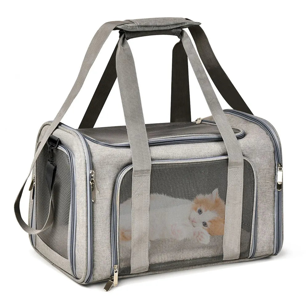 Soft-Side Dog Carrier Bag & Backpack – Airline Approved Pet Travel Bag for Small Dogs & Cats | M & L (Black, Gray)