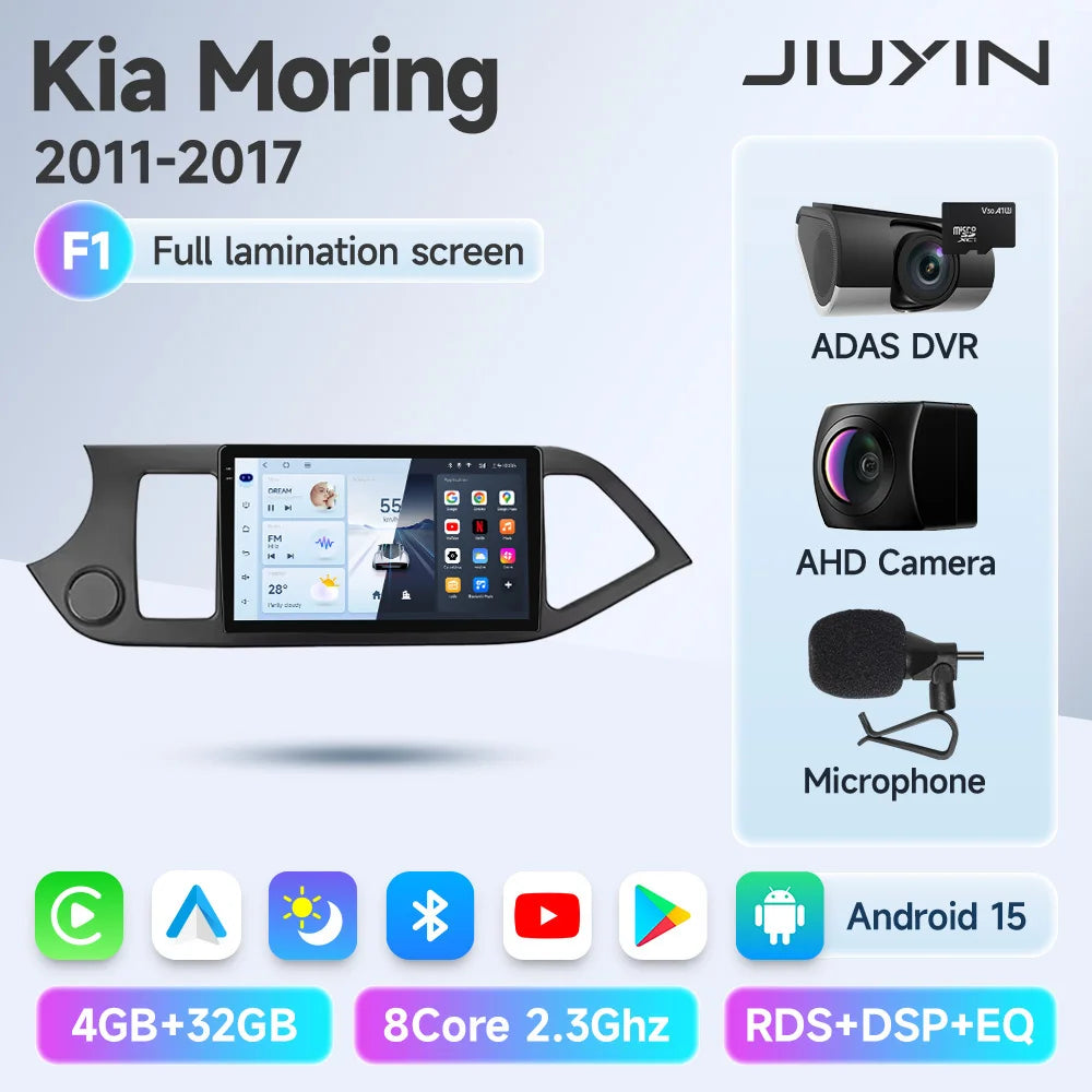 JIUYIN Android 15 Carplay Car Radio Multimidia Video Player For KIA PICANTO Morning 2011-2017 Navigation GPS IPS Head Unit