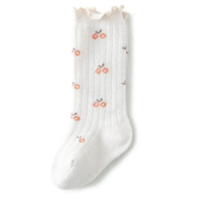 Baby Girls Knee High Socks Flower Cotton Children Kids School Uniform Socks Spring Autumn Winter Long Socks Sweet Princess Style