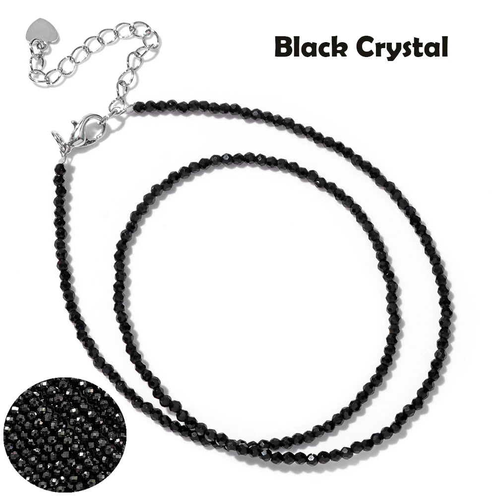 Mini Gem Stone Beaded Necklace 2mm Faceted Natural Agat Quartz Female Fashion Party Choker for Women Girl Jewelry Gift Wholesale
