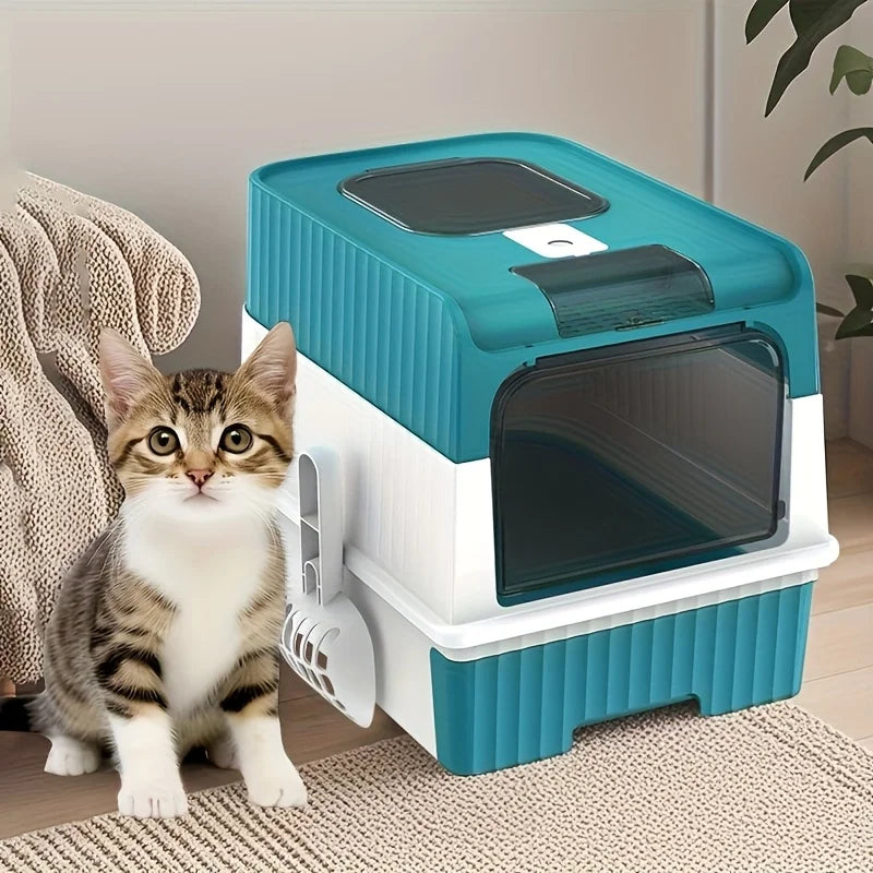 Enclosed Drawer-Style Cat Litter Box with Scoop – photo 6