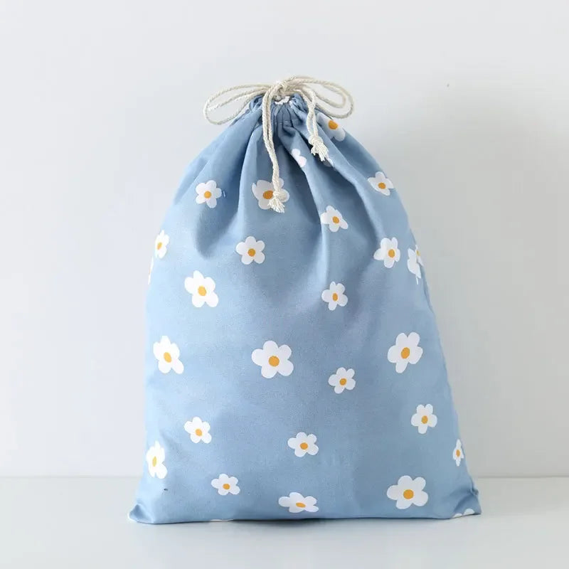 Cute Cotton Travel Storage Bag Drawstring Bag Dustproof Clothes Socks Cosmetic Packaging Organizer Drawstring Pocket