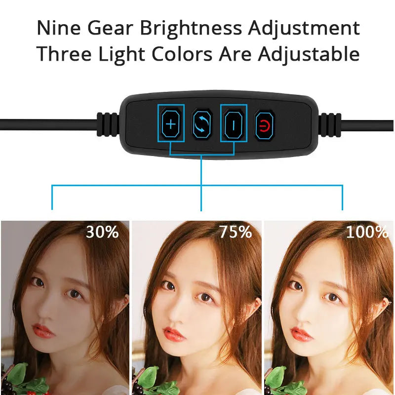10 Inch 26cm Ring Light Selfie Ring Light with Mini Desk Tripod Stand Phone Holders LED RingLight for Photography YouTube TikTok