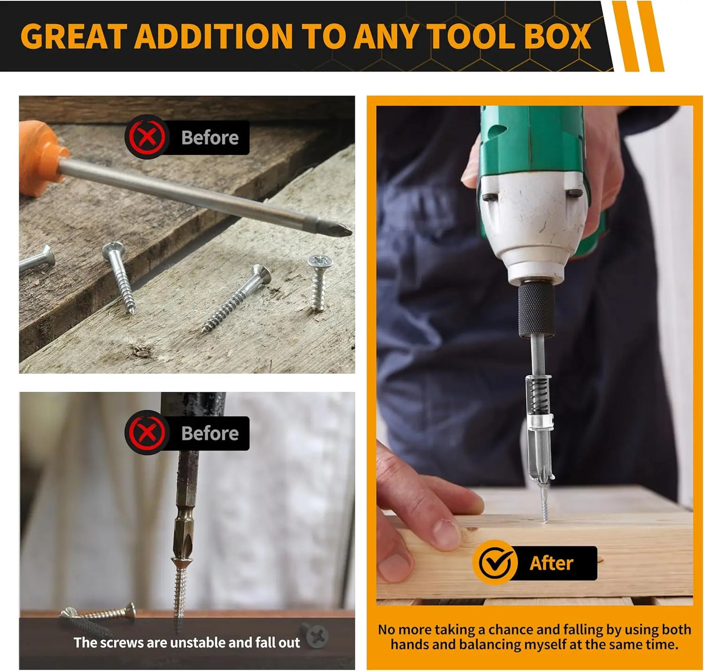 Spring-Loaded Screw Holder Drill Bit Anti-Drop Screwdriver Bit Fixing Clamp Set Screw Holder Drill Bit Phillips Screwdriver Bit