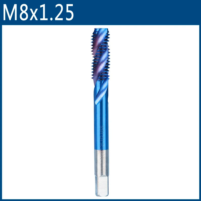 XCAN Metric Screw Tap 1pc HSS M2-M6 Thread Tap Nano Blue Coated Machine Plug Tap Threading Tools Spiral Tap Drill