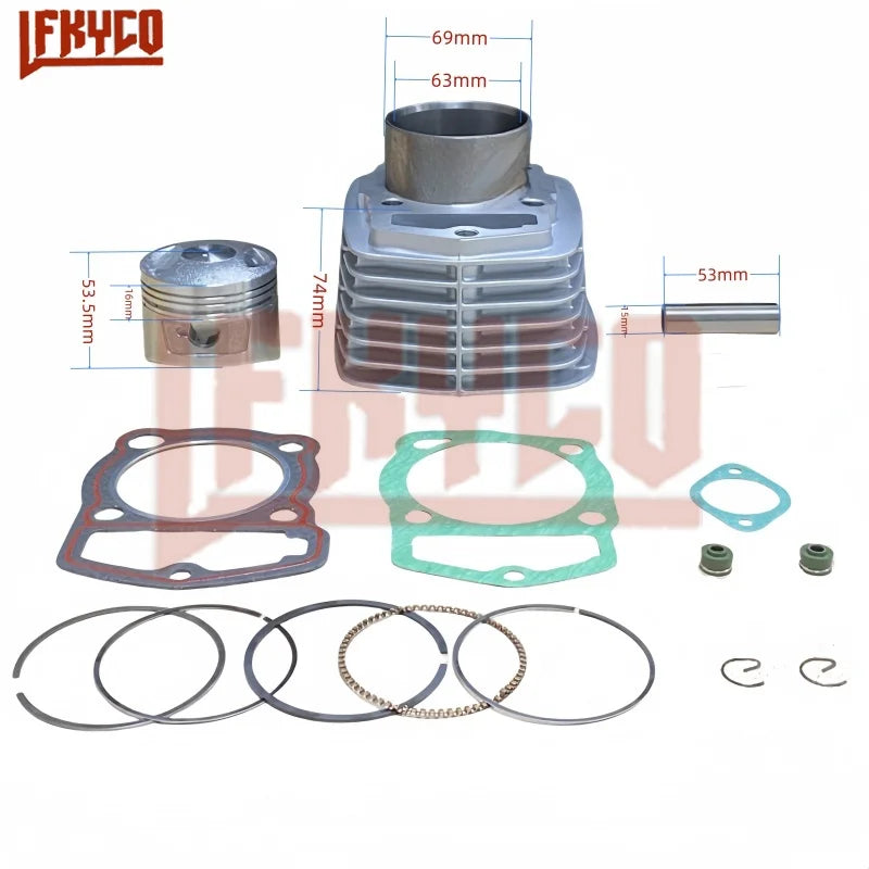 Motorcycle 63mm Bore Engine Cylinder Piston Ring Tool Sleeve Kit Motor for Honda XL185 185CC Motoblock ATV Equipment Accessories
