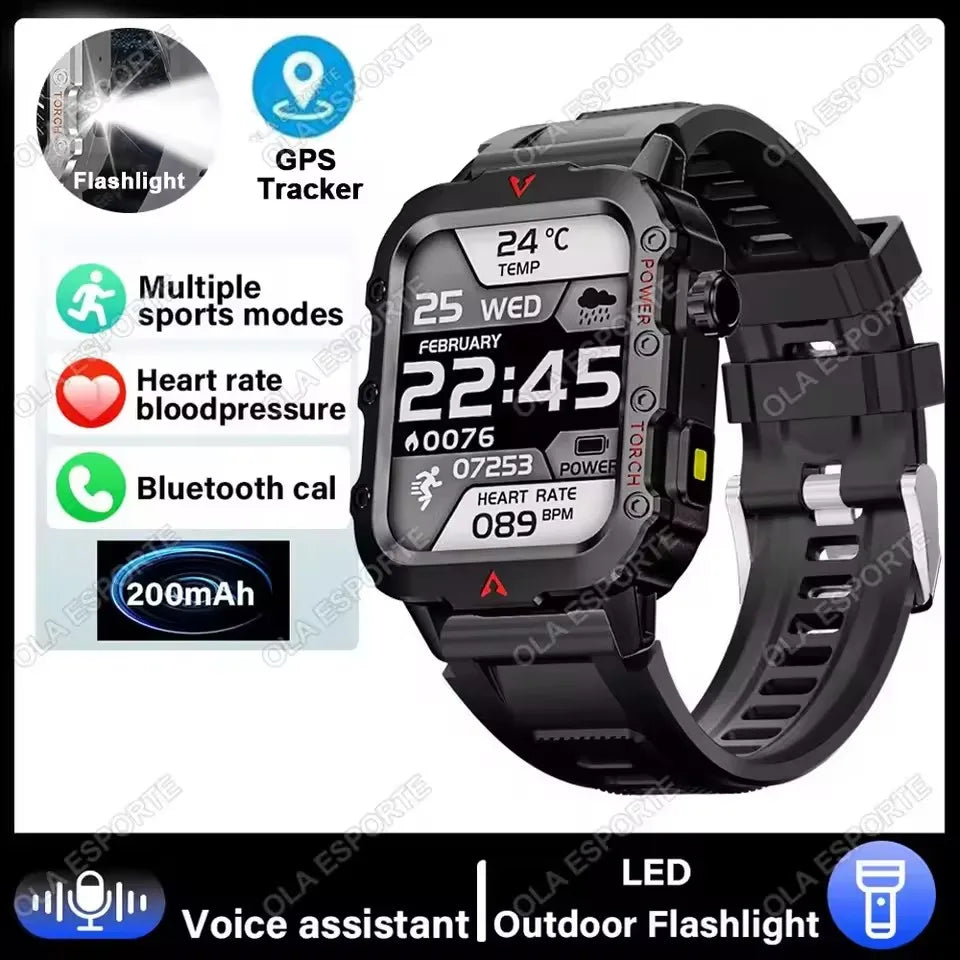 2026 Military Smart Watch – IP68 5ATM, 1.81" AMOLED, Bluetooth Call & Outdoor Fitness Tracker | Men