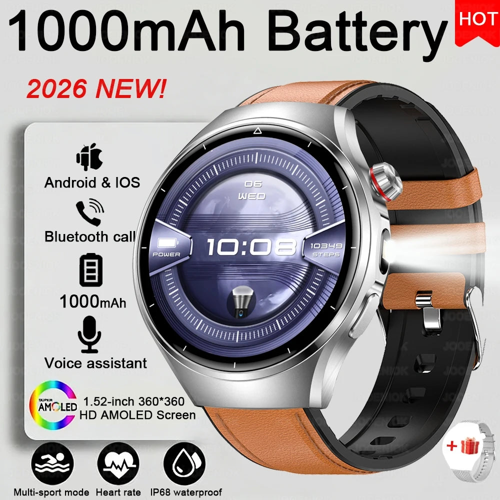 2026 G6 Max Smartwatch – 1000mAh Battery, Bluetooth Call, GPS Tracking & LED Flashlight | Men