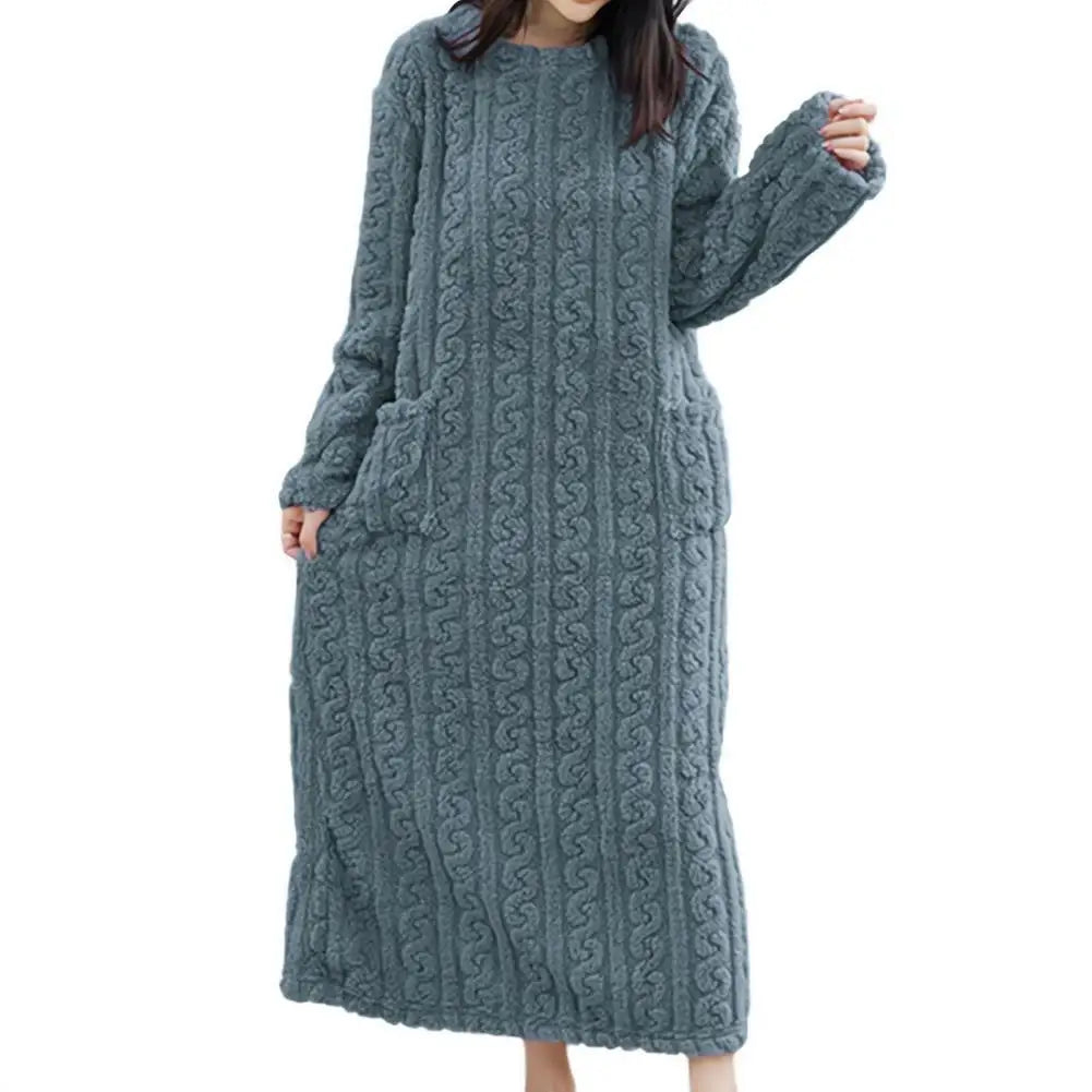 Women's Coral Velvet Long Nightgown - Warm Winter Robe Sleepwear - photo 12