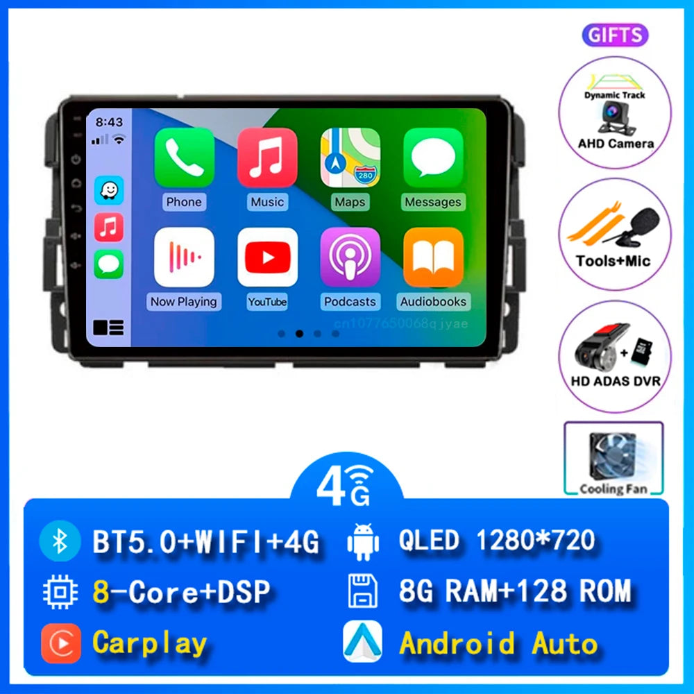 Android 16 Carplay Car Radio For Chevrolet Silverado Impala GMC Yukon Acadia Sierra Navigation GPS Multimedia Player stereo wifi