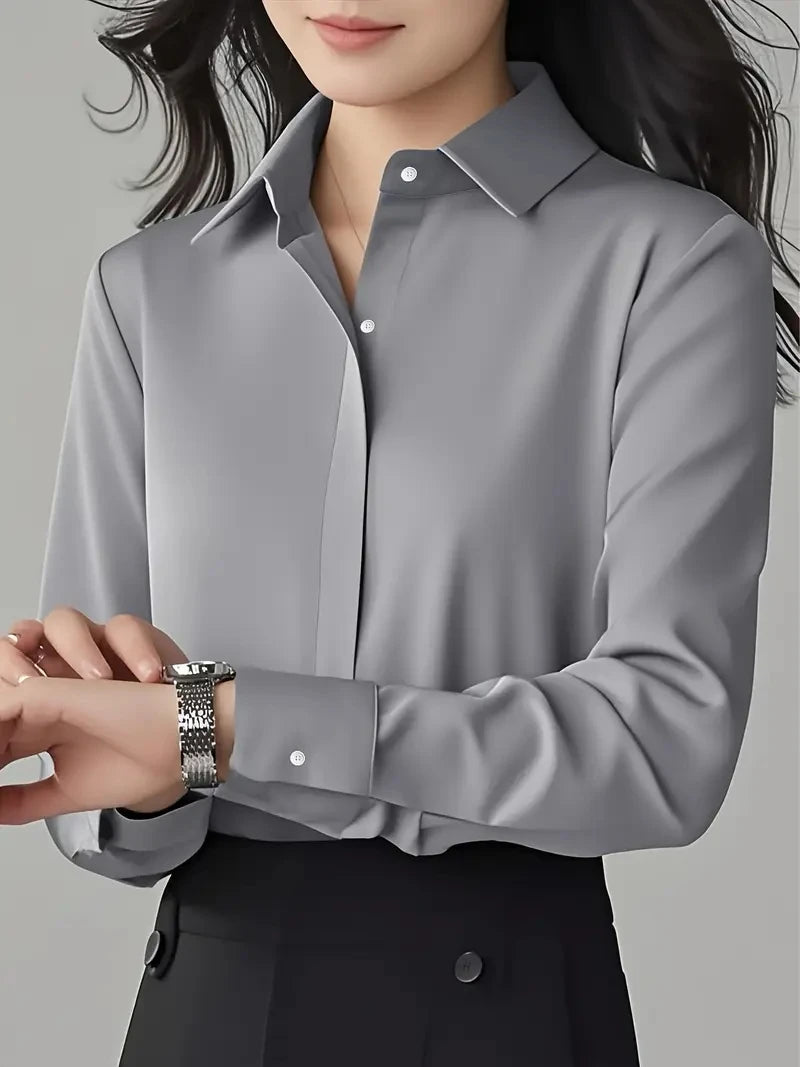 Women's Long Sleeve Button Blouse - Classic Office Shirt - photo 5