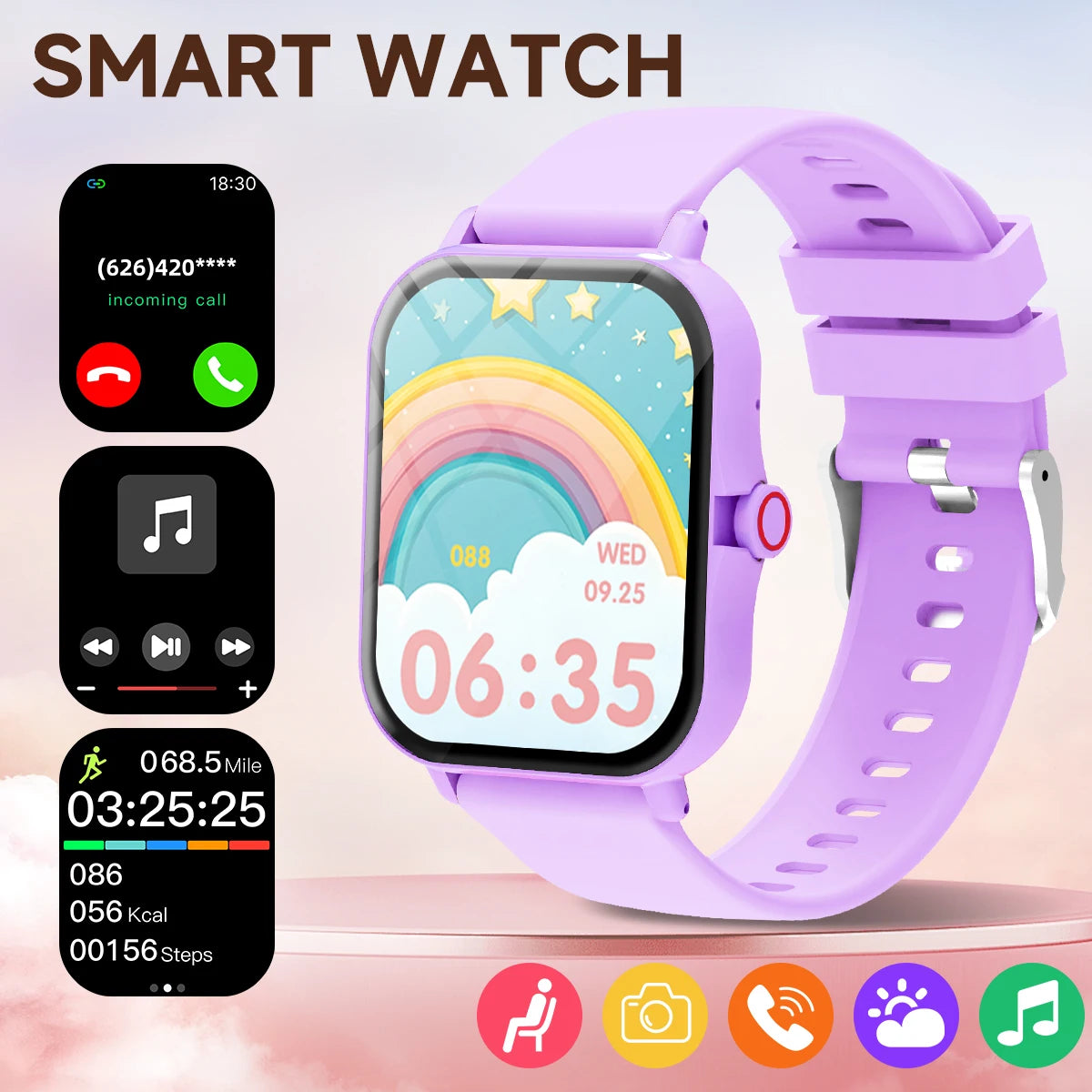 NEW Hot Smart Watch 1.83''HD Screen Camera Music Control Multi-mode Sports Bluetooth Call for Android/IOS 2026 Kids Gift Choice