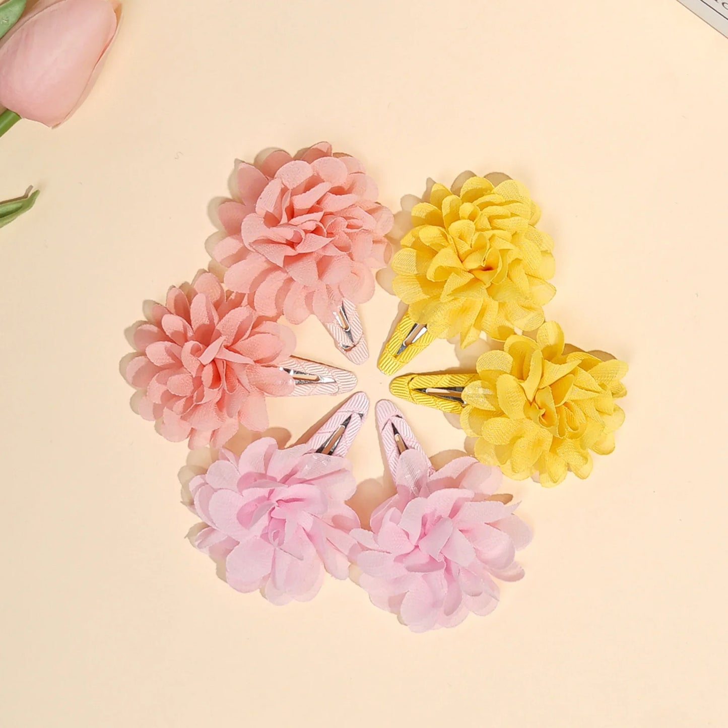 6Pcs Cute chiffon flower Anti slip bangs hair clip princess hair accessory suitable for girls daily use a choice as a gift