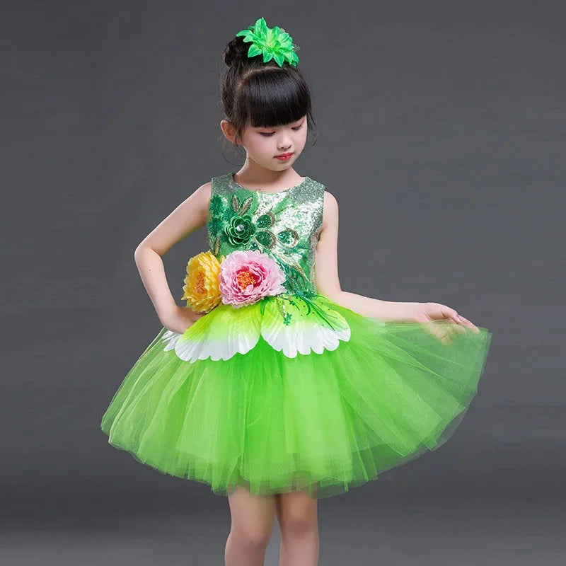 Girls multicolor modern dance dress