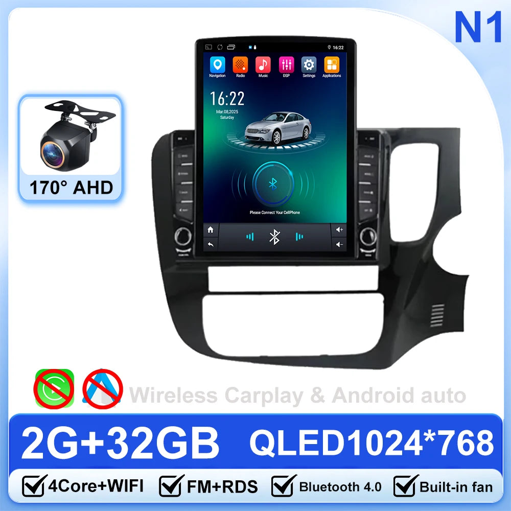 9.7 Android14 For Mitsubishi Outlander 3 XL RHD 2012-2025 Car Radio Car Multimedia Video Player 2Din Carplay Auto Stereo DVD CAM