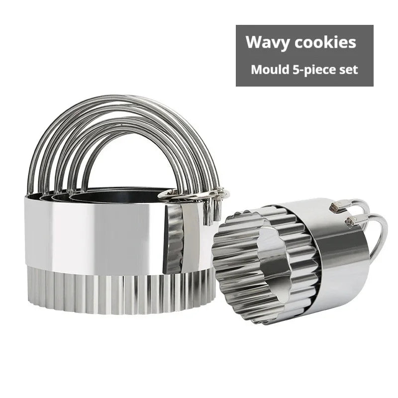 5-Piece Round Cookie Cutter Set - Stainless Steel with Handle - photo 8