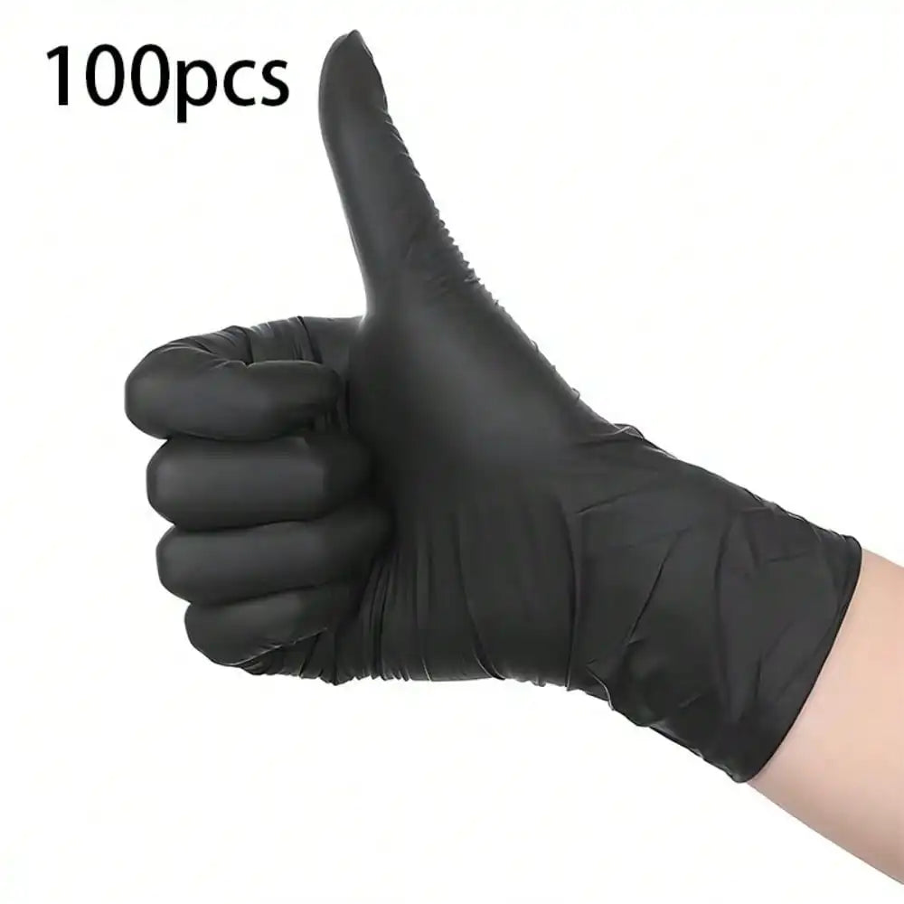 Heavy Duty Black Nitrile Gloves 100PCS, Food Safe Disposable Gloves for Cleaning, Cooking, Valentine's Day Prep & Car Care