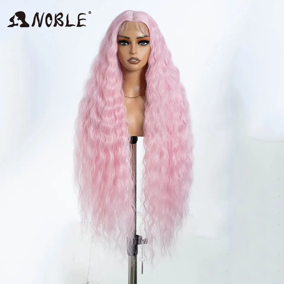 Noble Cosplay Synthetic Lace Wigs For Black Women Long Curly Hair 42 Inch Cosplay Blonde Ombre Lace Front Wig Synthetic Lace Wig