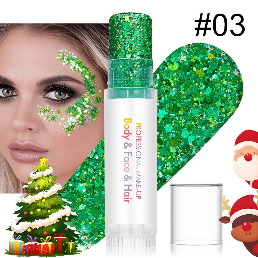 Body and Facial Glitter with Long-Lasting Shine, Suitable for Holiday and Christmas Party Makeup