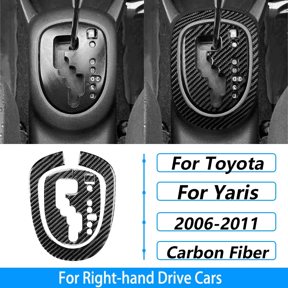 For Toyota Yaris 2006-2011 Carbon Fiber Central Control AC CD Air Outlet Gear Shift Panel Cover Trim Set Car Accessories Sticker