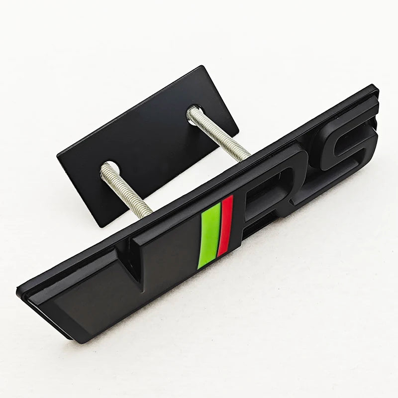 3D Metal RS Logo Emblem Car VRS Letters Front Grille Badge Sticker For Skoda VRS Octavia 1 2 3 Rapid Kodiaq Karoq Fabia Kamiq