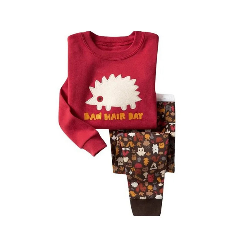 Kids Animal Embroidered Pajama Set - Soft Two-Piece Sleepwear