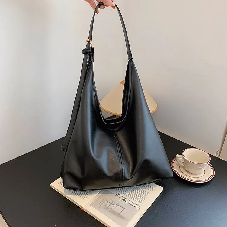 Women's Retro Large Tote Bag - Simple Structured Shoulder Bag - photo 7
