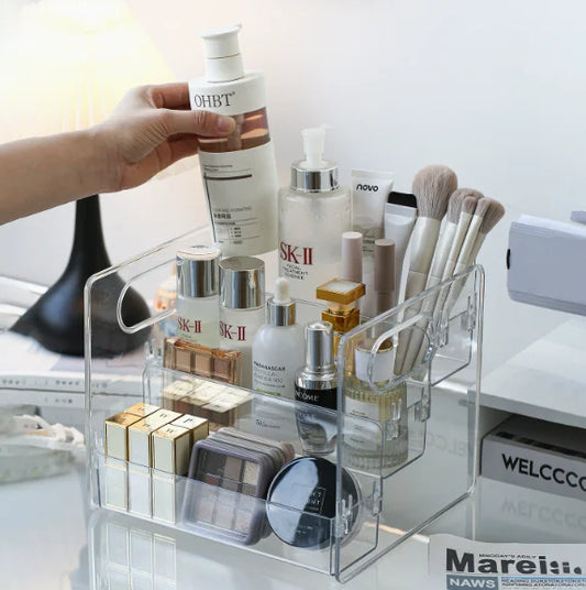 Acrylic Slanted Desktop Cosmetic Organizer Basket for Makeup & Lipstick - photo 2