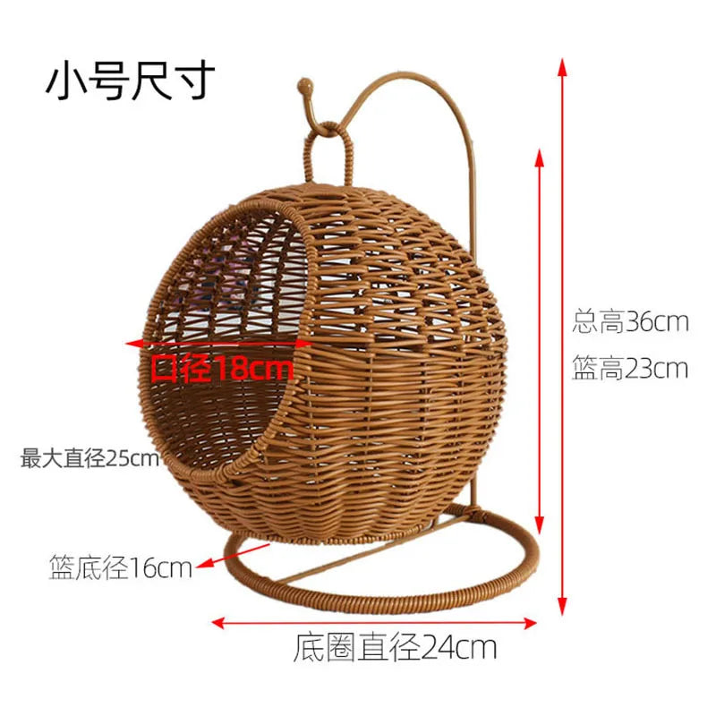 Woven-Look Semi-Enclosed Cat Bed - Basket Style House – photo 9