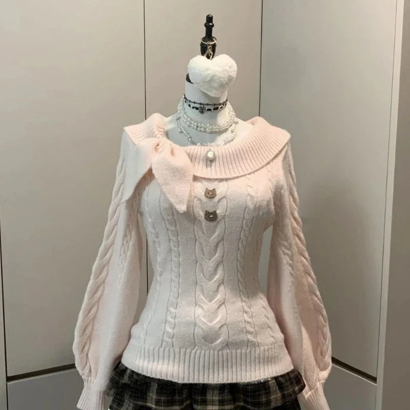 Women's Off-Shoulder Bow Knit Sweater