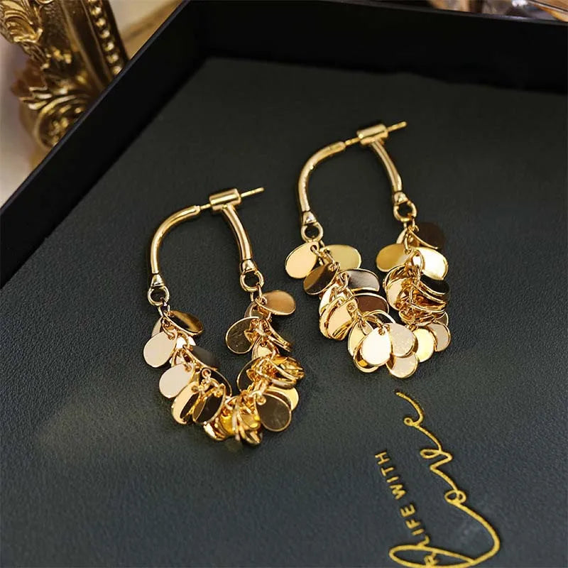 Long Tassel Drop Earrings — Metal Statement Jewellery for Women