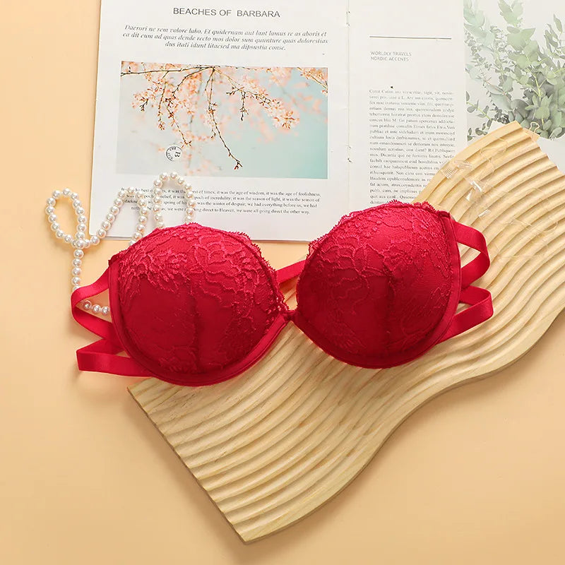 Gather the support with underwired women's underwear transparent shoulder strap bandeau removable shoulder strap bra