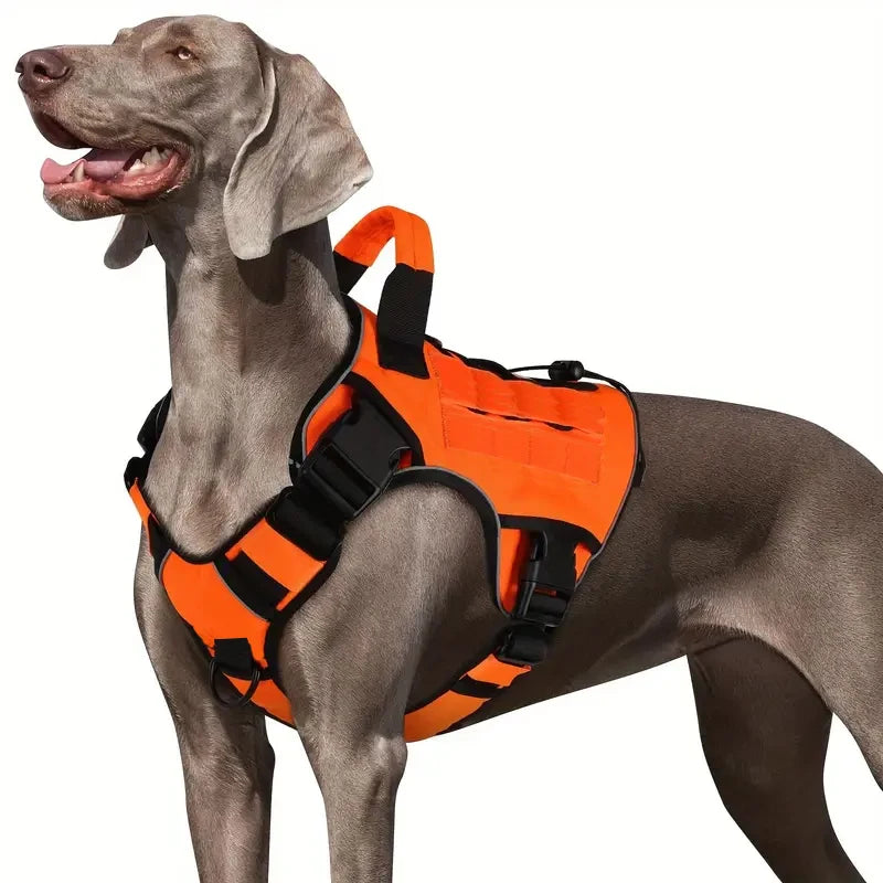 Adjustable No-Pull Tactical Dog Harness with Handle for Large Dogs - Reflective Vest for Labrador Retriever, Siberian H