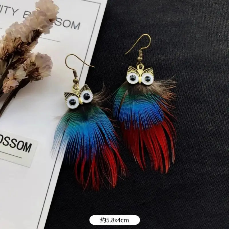 Unique Exaggerate Feather Earrings Creative Feathers Long Earrings Trendy Boho Big Earrings Jewelry Wholesale Custom Packaging