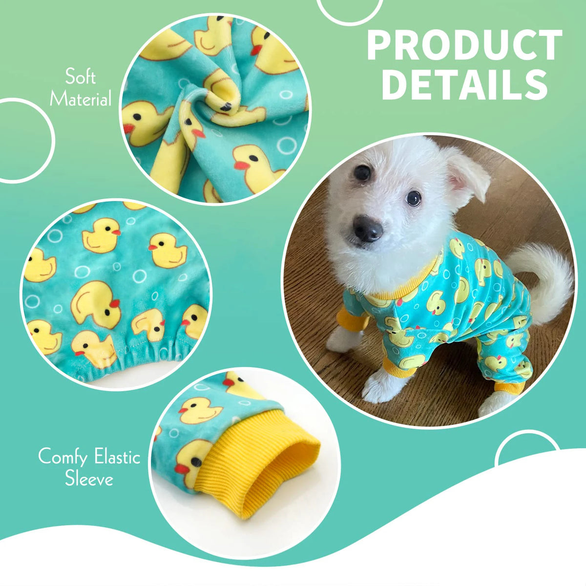Yellow Duck Dog Pajamas - Stretchy Jammies for Small Pets – photo 6