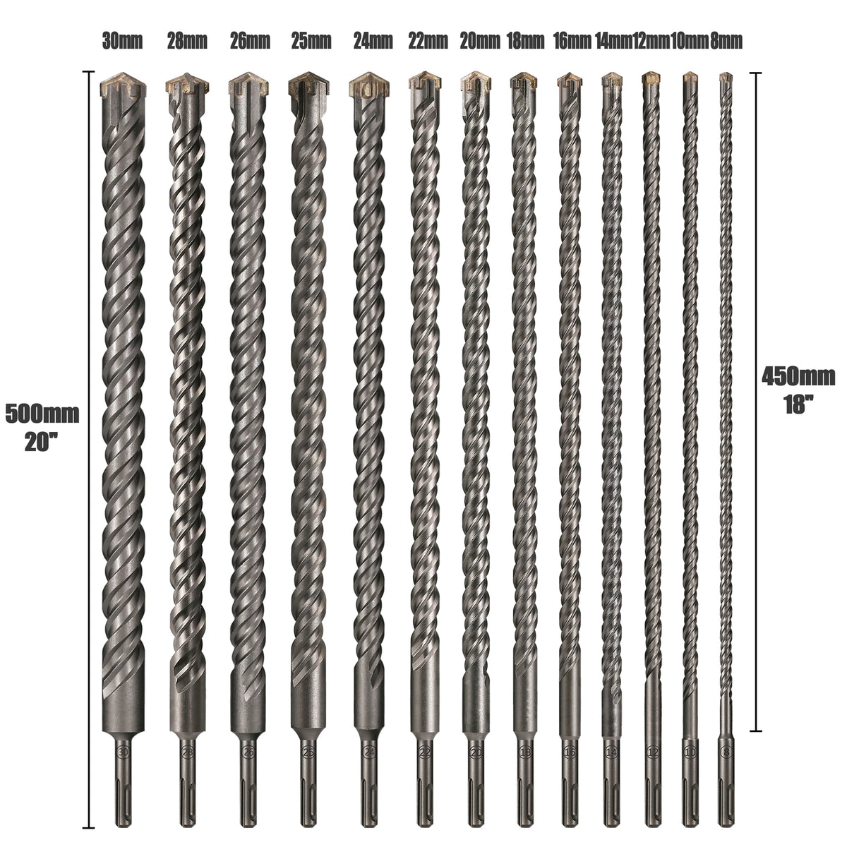 SDS Plus Cross Hammer Drill Bit 110-500mm, 4-Blade Concrete
