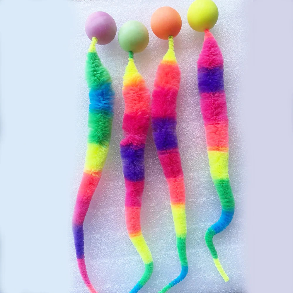 Bouncing Caterpillar Cat Toy - Colorful Elastic Teasing Ball – photo 8