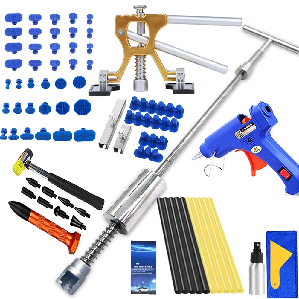 Car Dent Repair Tools Kit Slide Reverse Hammer Suction Cup Sheet Metal Auto Body Paintless Dent Removal Puller Set Car Tools Kit