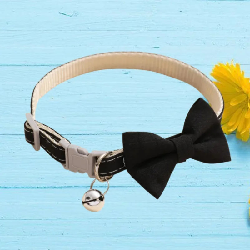 1Pcs/2Pcs Cat Collar with Bell Bow Tie Velvet & Fabric Adjustable Safety Collar for Small Dogs Kittens Pet Supplies