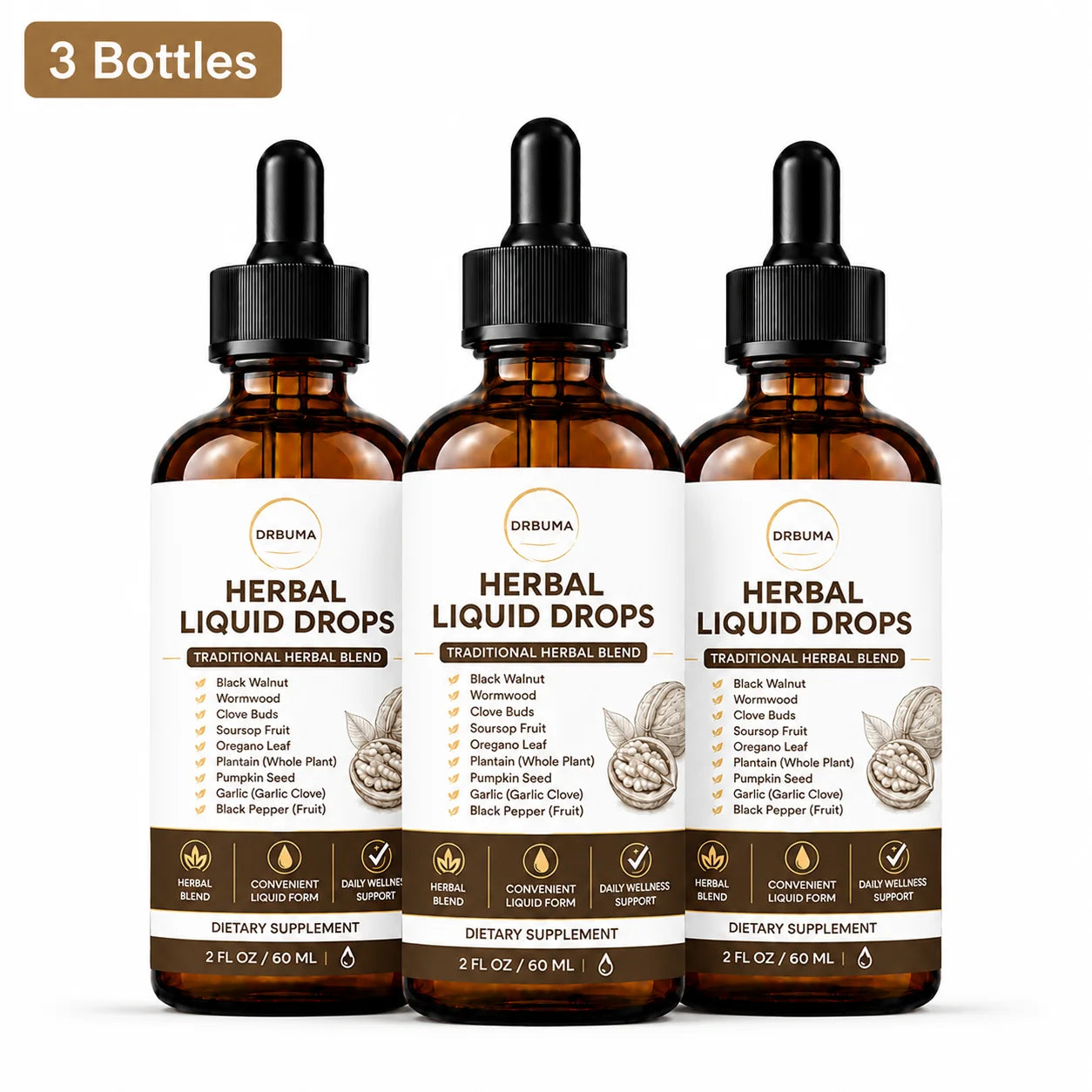 Natural Herbal Liquid Drops 60ml 2 oz, easily integrated into daily health regimens, daily health support for adults, traditional herbal formula, daily plant-based energy boost