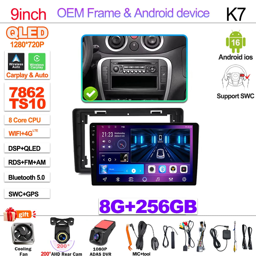 For Citroen C2 C3 2001 2002 2003 - 2010 Android 16 Auto Radio Stereo Multimidia Player Gps Navigation Carplay Dvr Touch Screen