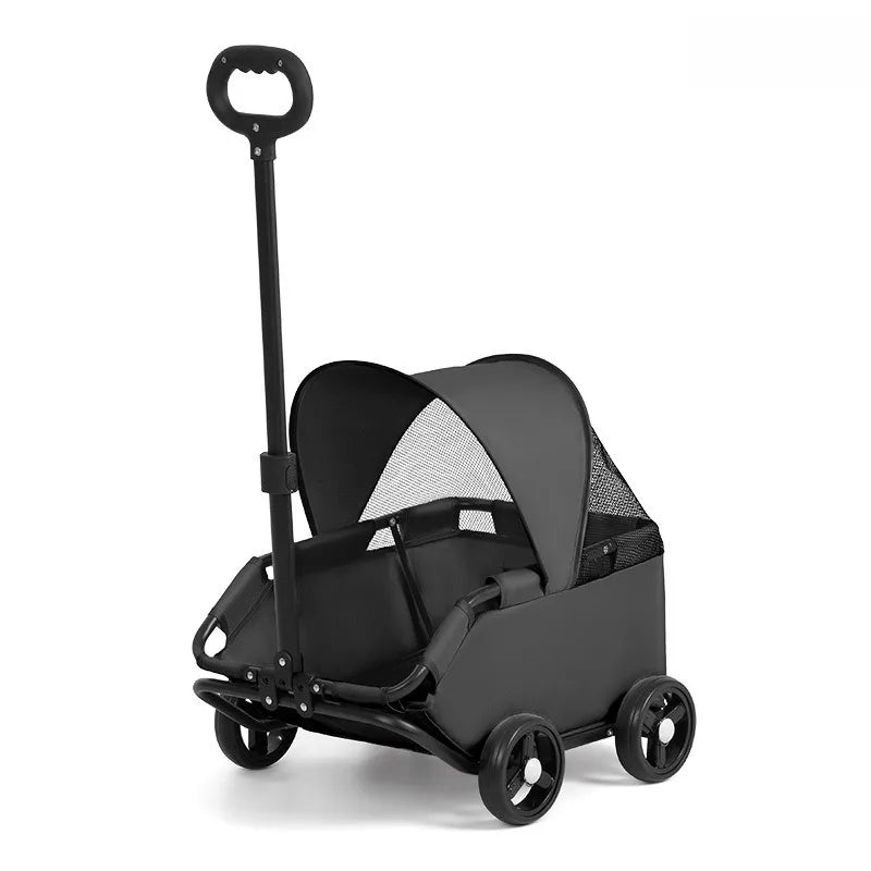 Foldable Push-Pull Pet Stroller - Portable Dog & Cat Cart – photo 9