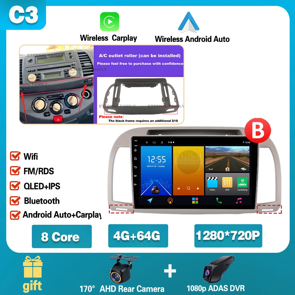 Android 15 For Nissan March Micra K12 2002 -2010 Car Radio Stereo Multimedia WIFI Wireless Carplay Android Auto Navigation 4G BT