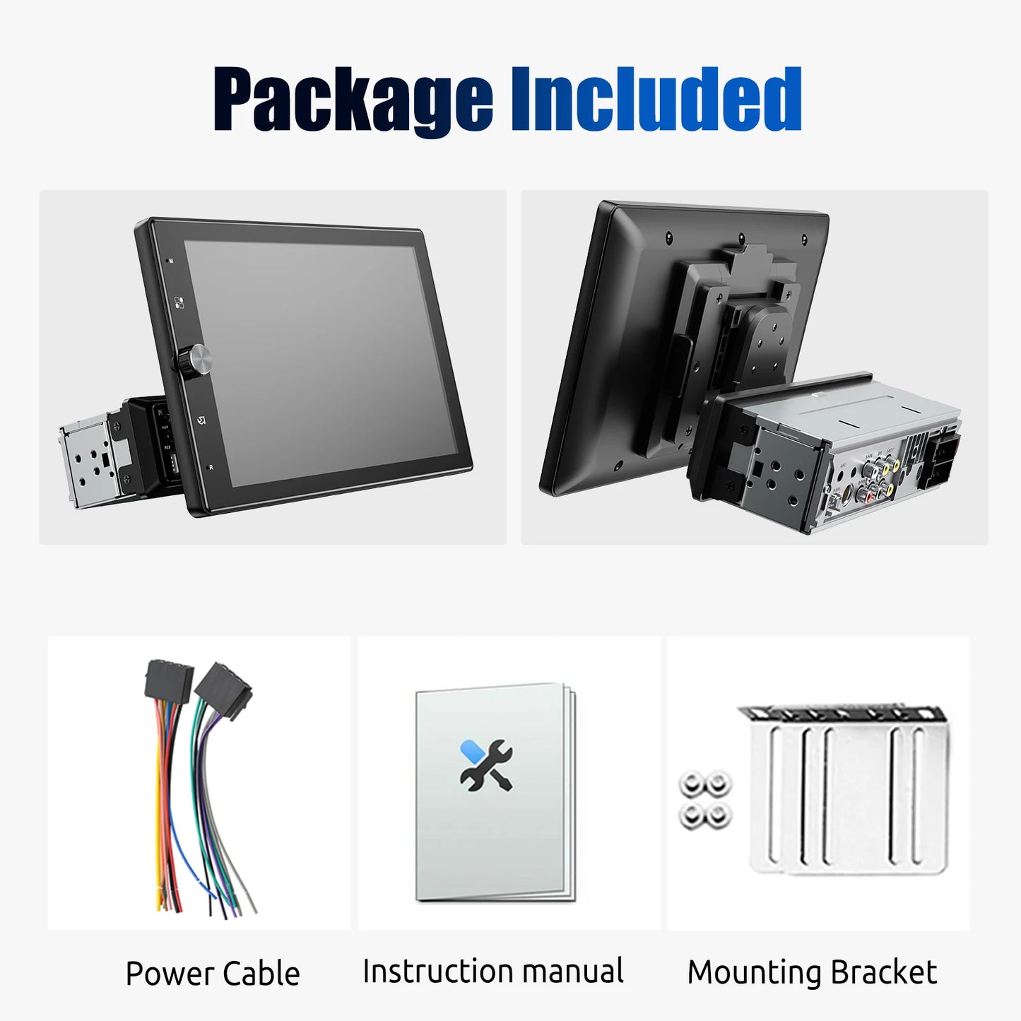 ESSGOO 10.1" Rotatable 1-DIN Car Stereo — Wireless CarPlay, Android Auto, IPS Touchscreen, USB/AUX/TF