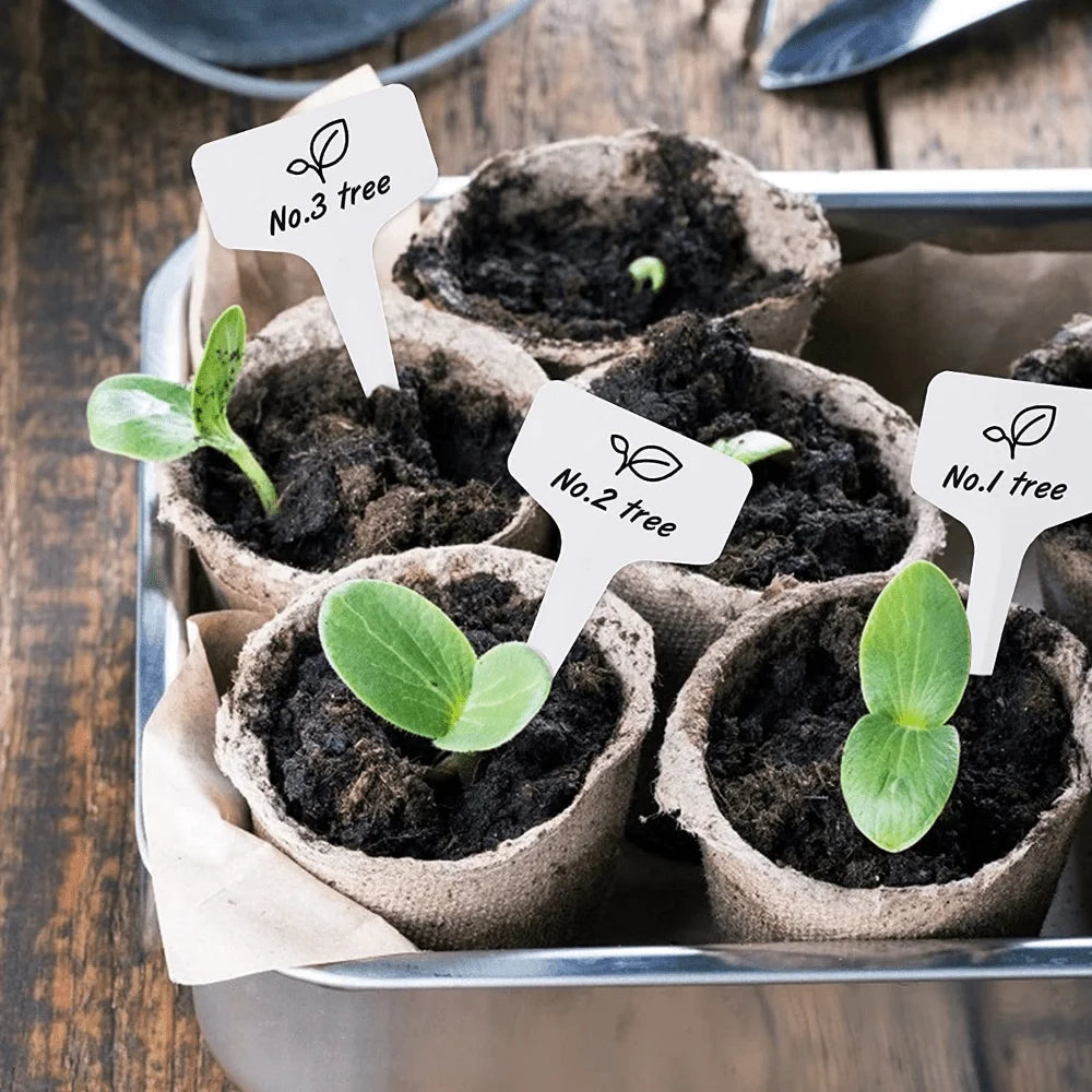 100-Pack T-Shaped Garden Plant Labels – Waterproof Plastic Markers for Indoor & Outdoor Gardens